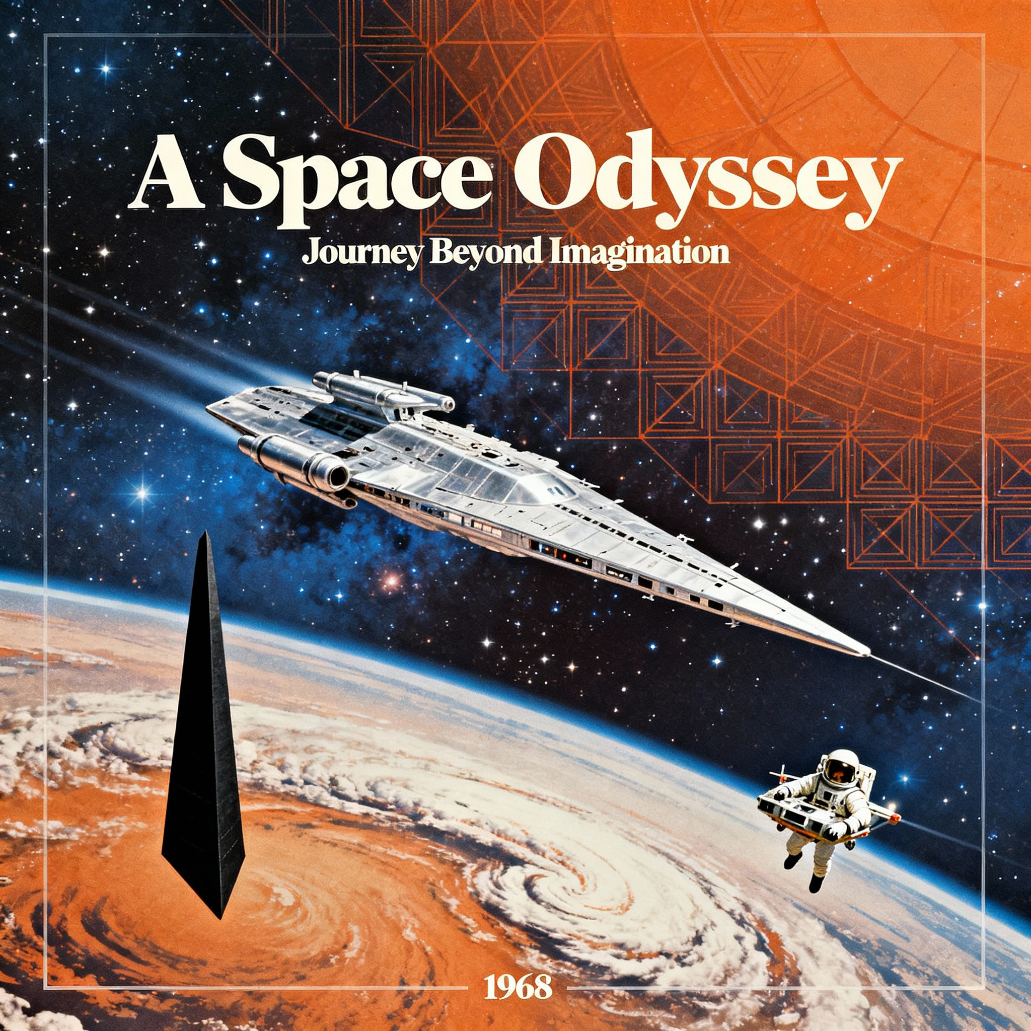 Cover Art A Space Odyssey game cover art with a space cruiser in orbit over a planet.