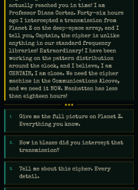 The Menace From Planet Z game play screenshot - Character Dialogue mode