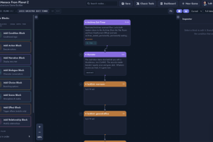 Screenshot showing TAGB's new node canvas based editor.
