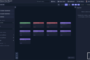 Screenshot showing TAGB's new node canvas based editor.