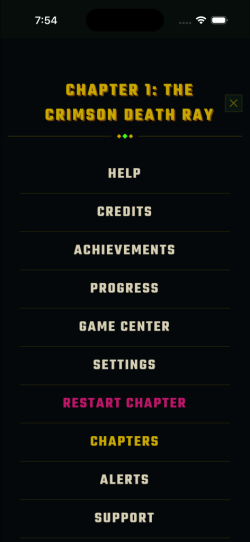 Game Settings Menu Screenshot showing gameplay